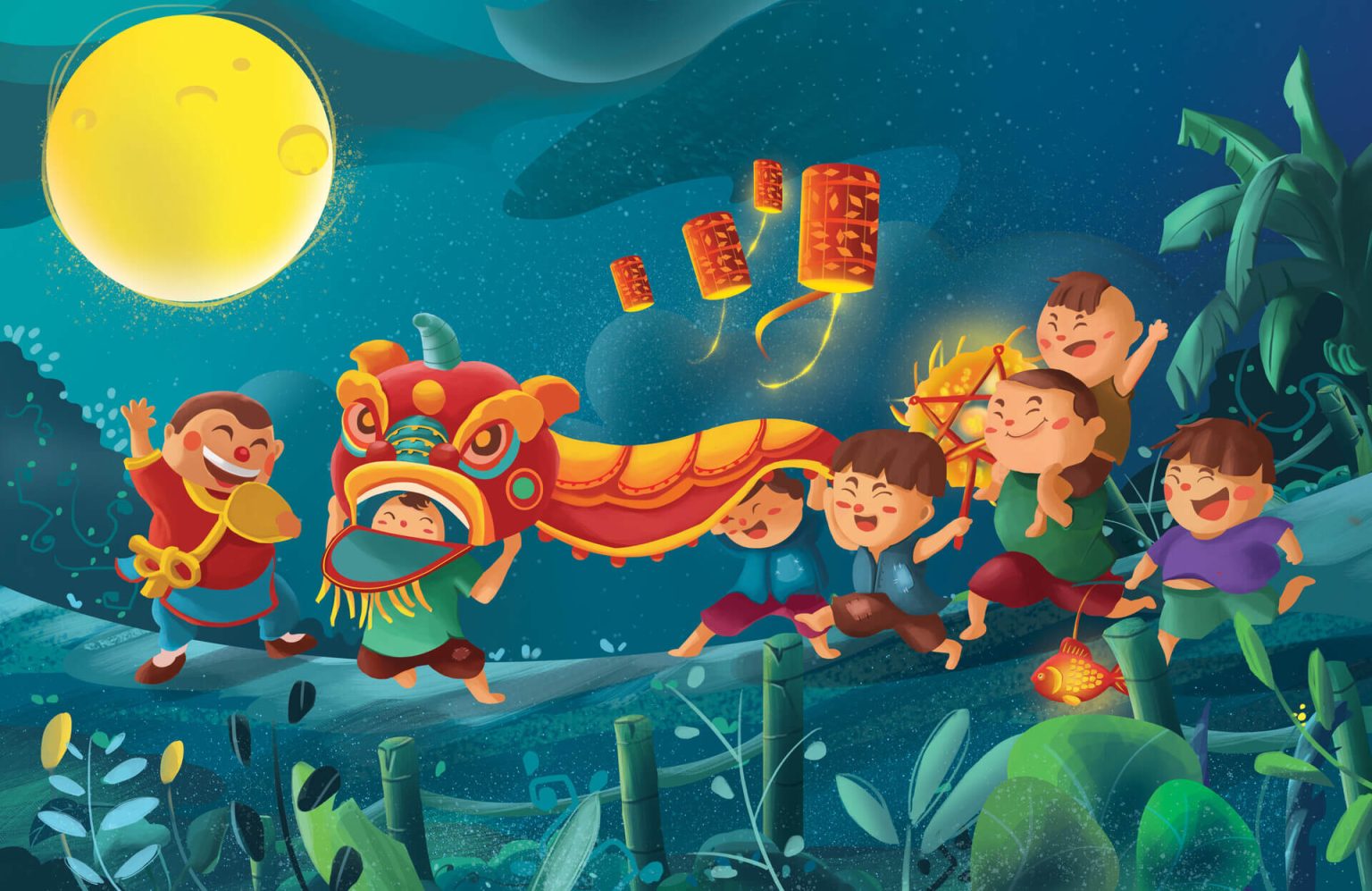 Ý tưởng tranh vẽ Trung thu về những chiếc lồng đèn