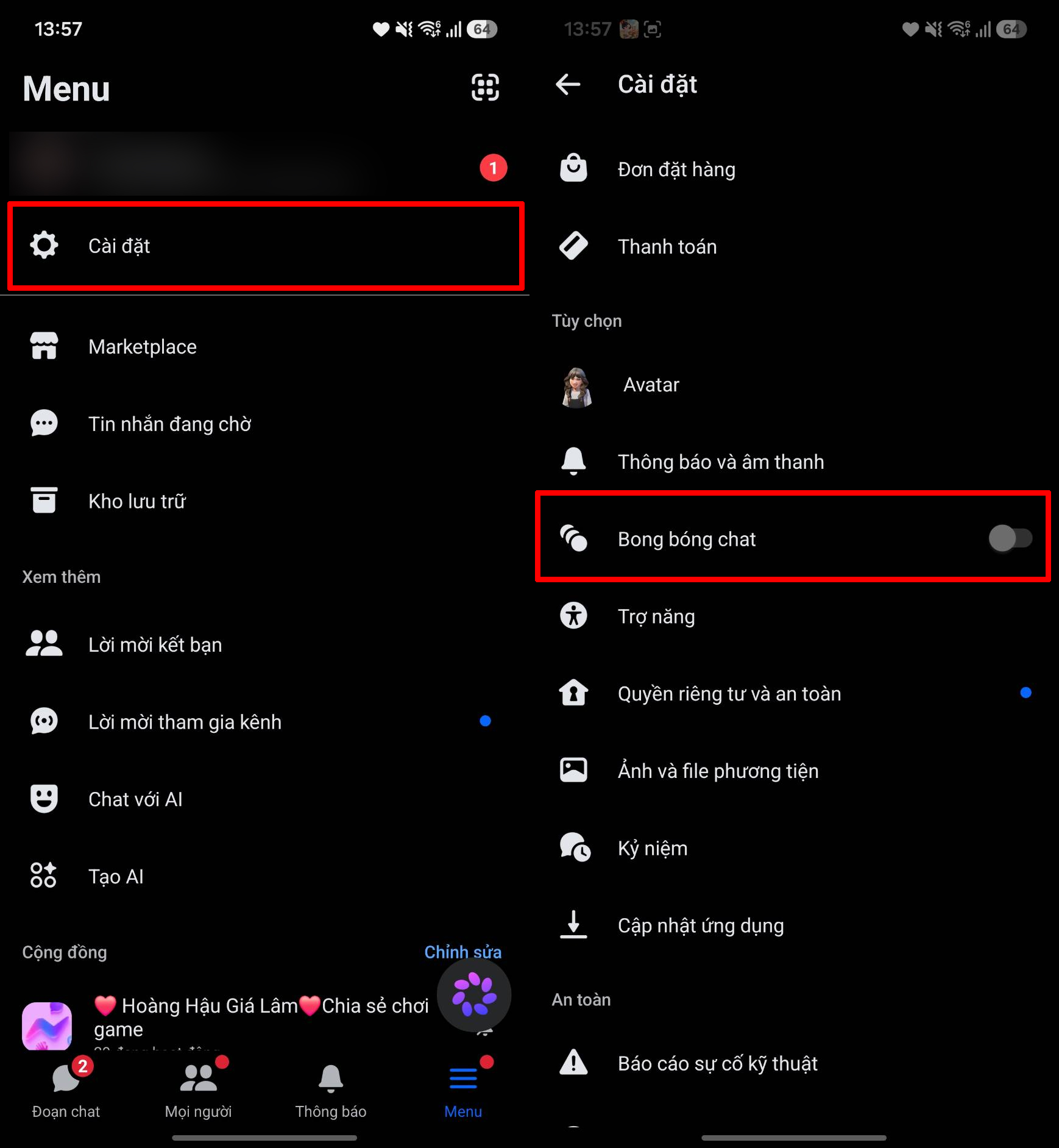 Cách khắc phục lỗi Messenger lỗi bong bóng chat