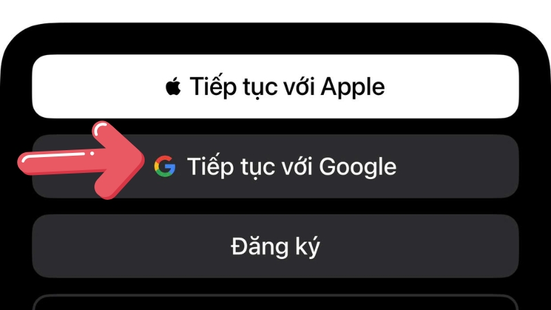 Chọn đăng nhập với Google