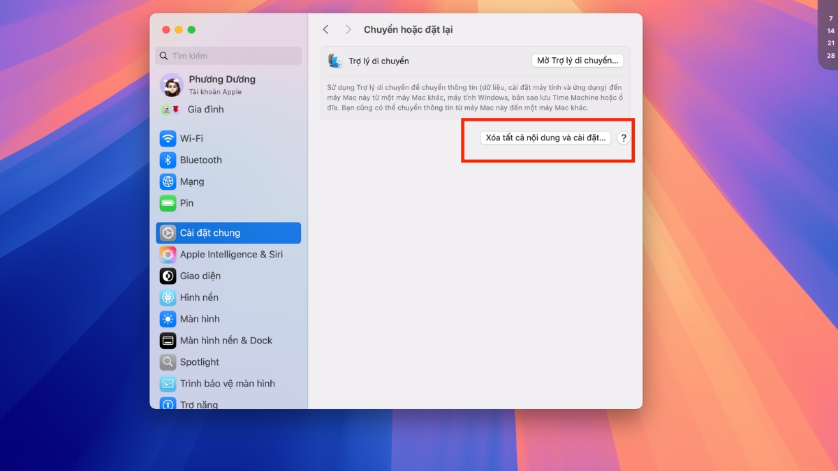 Chọn X&oacute;a tất cả nội dung v&agrave; c&agrave;i đặt