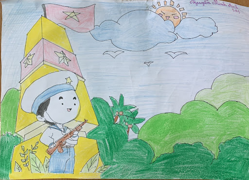 Vẽ tranh chú bộ đội không chỉ là hoạt động nghệ thuật mà còn là cơ hội để trẻ phát triển tư duy