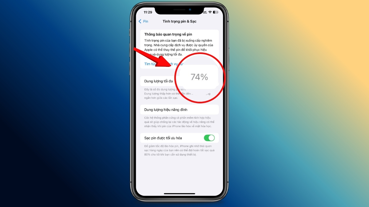 Pin iPhone dưới 80% cho thấy vi&ecirc;n pin đ&atilde; bị chai đ&aacute;ng kể