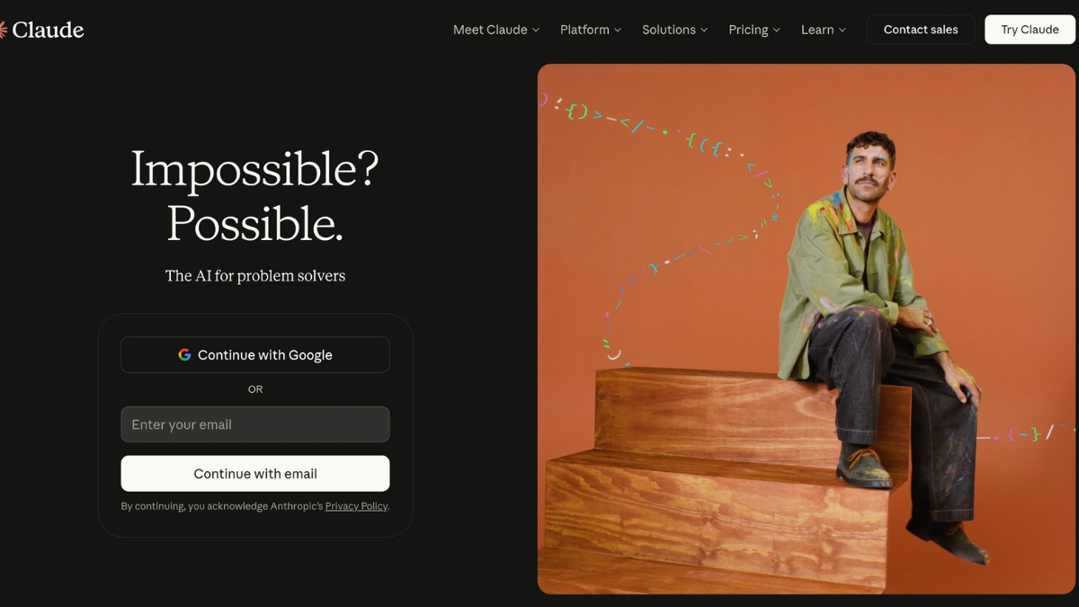 Truy cập trang chủ Claude AI