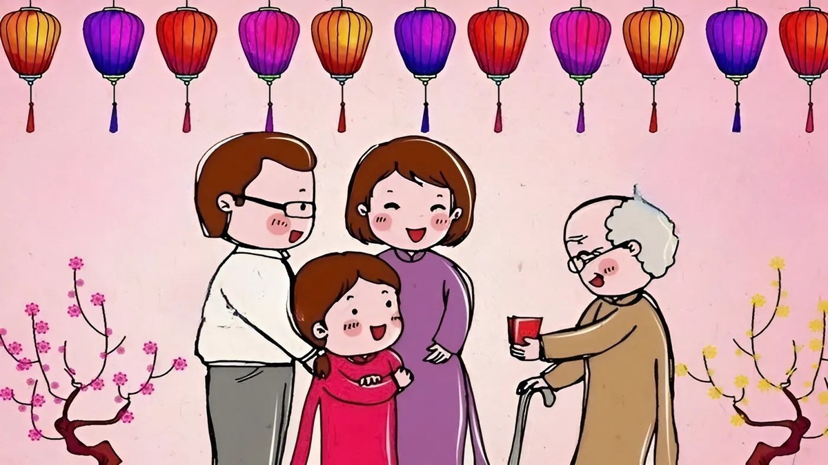 Tranh vẽ ngày Tết lì xì