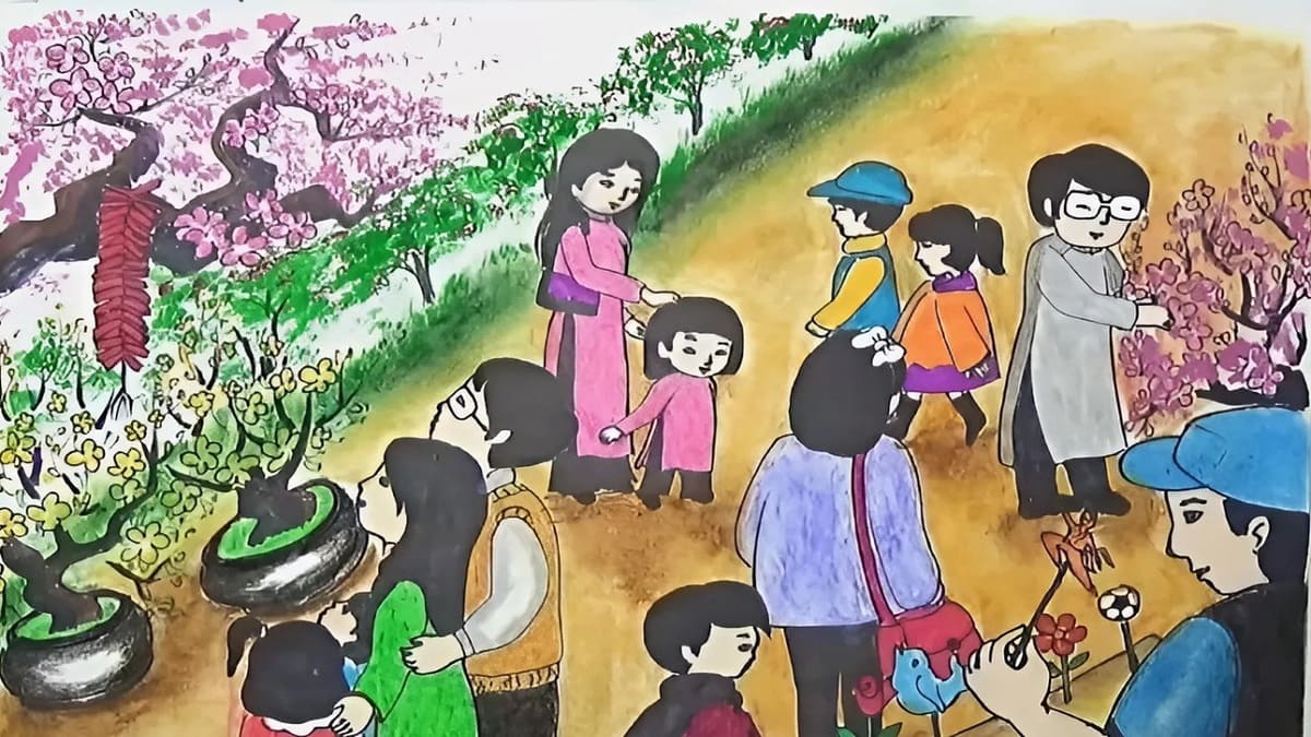 Vẽ tranh ngày Tết quê em