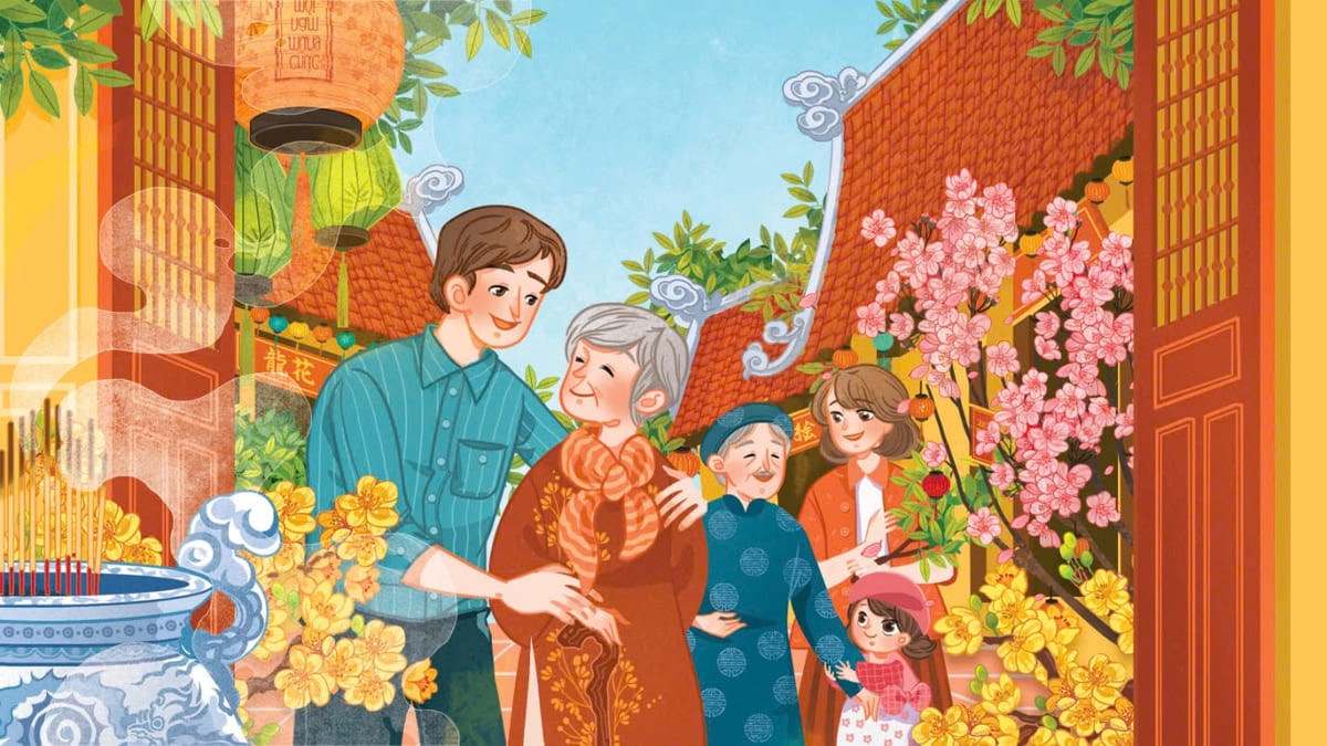 Vẽ tranh ngày Tết trong gia đình