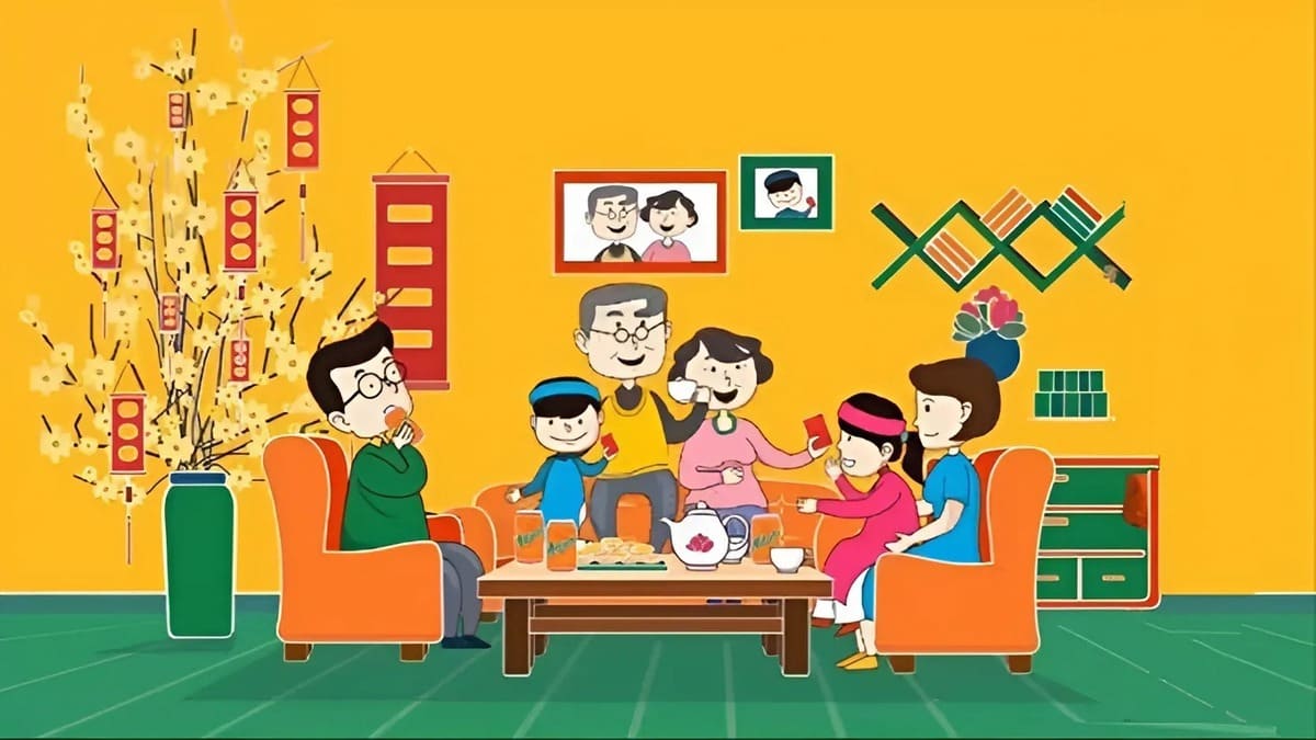 Vẽ tranh ngày Tết trong gia đình