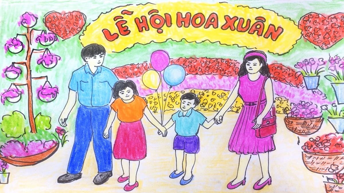 Vẽ tranh ngày Tết và mùa xuân