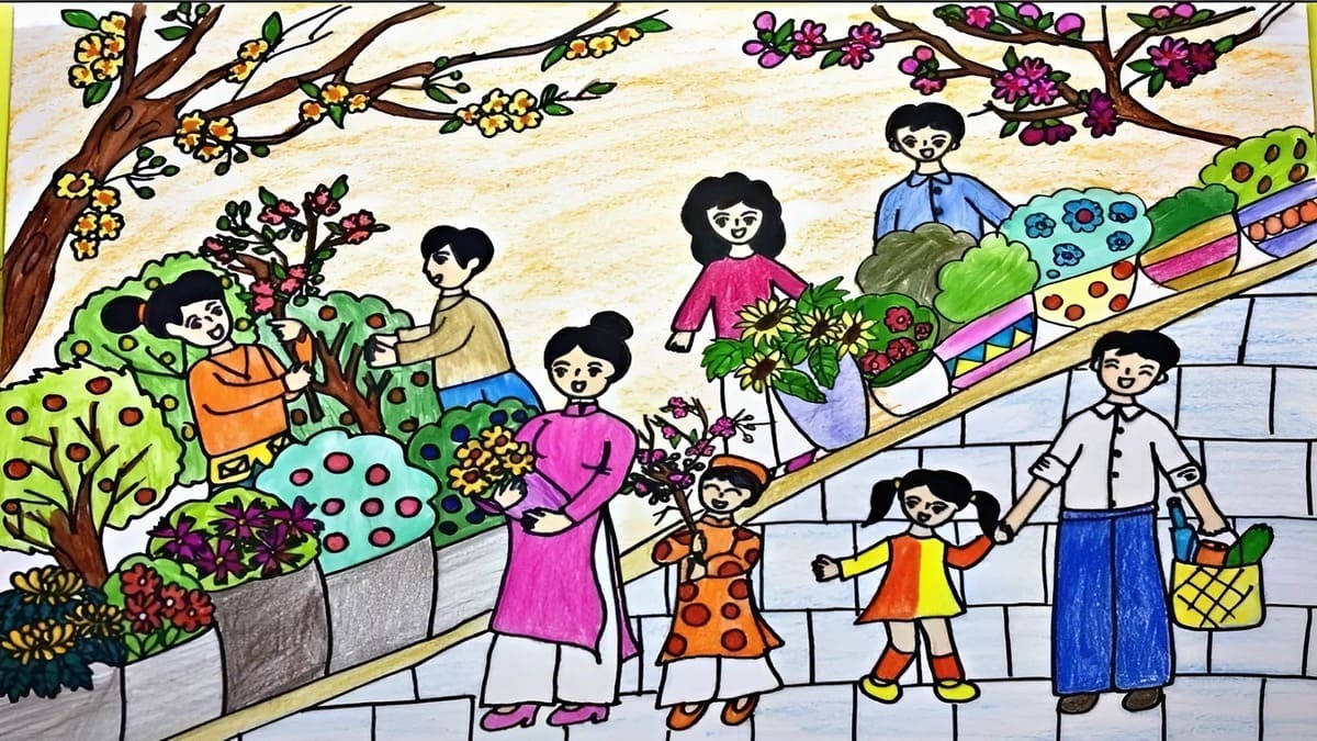 Vẽ tranh ngày Tết và mùa xuân