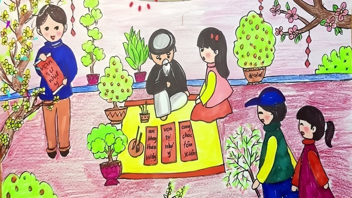 Vẽ tranh ngày Tết và mùa xuân