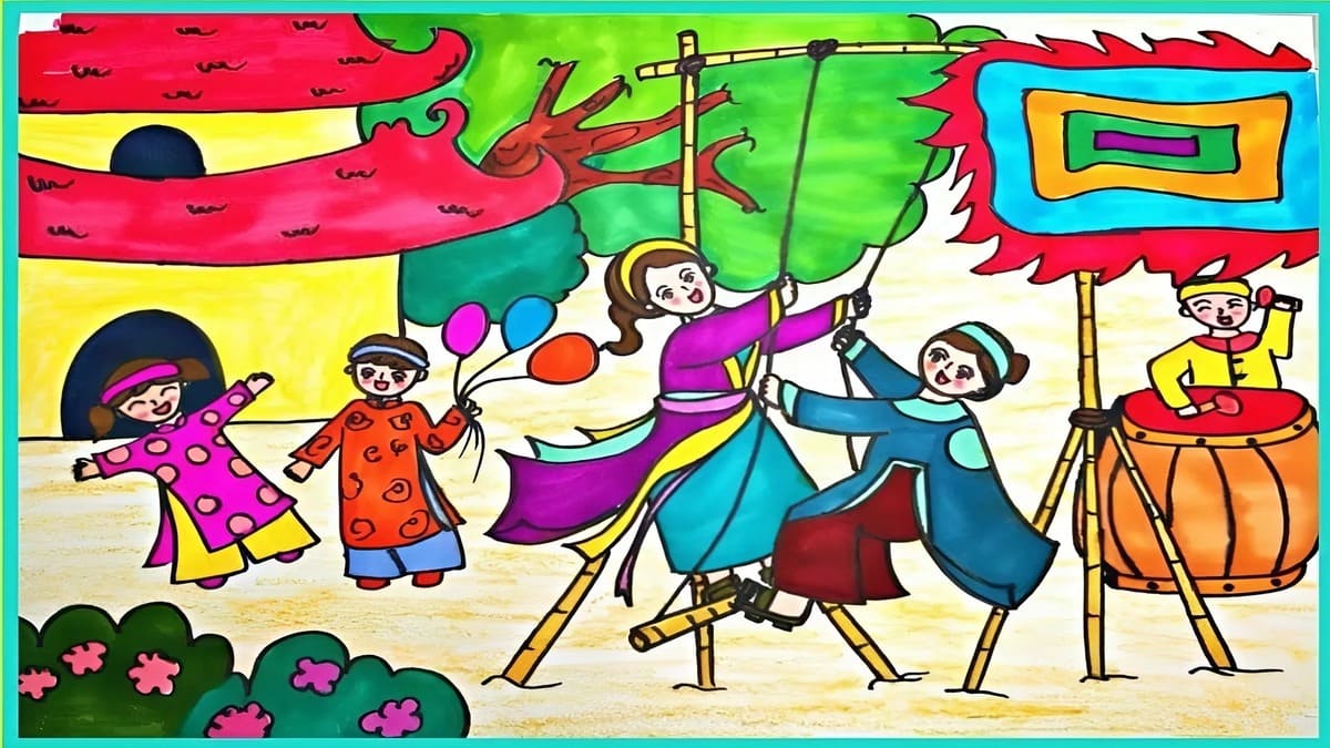 Ý tưởng vẽ tranh ngày Tết lễ hội