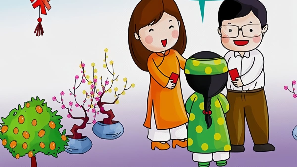 Tranh vẽ ngày Tết lì xì