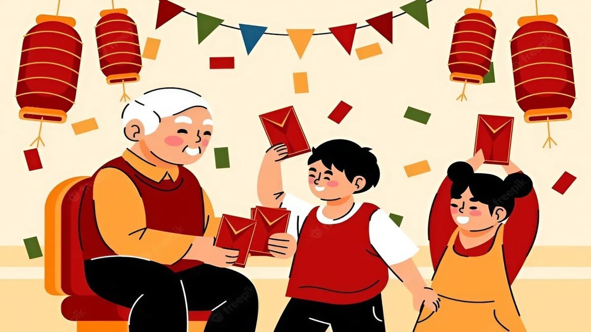 Tranh vẽ ngày Tết lì xì