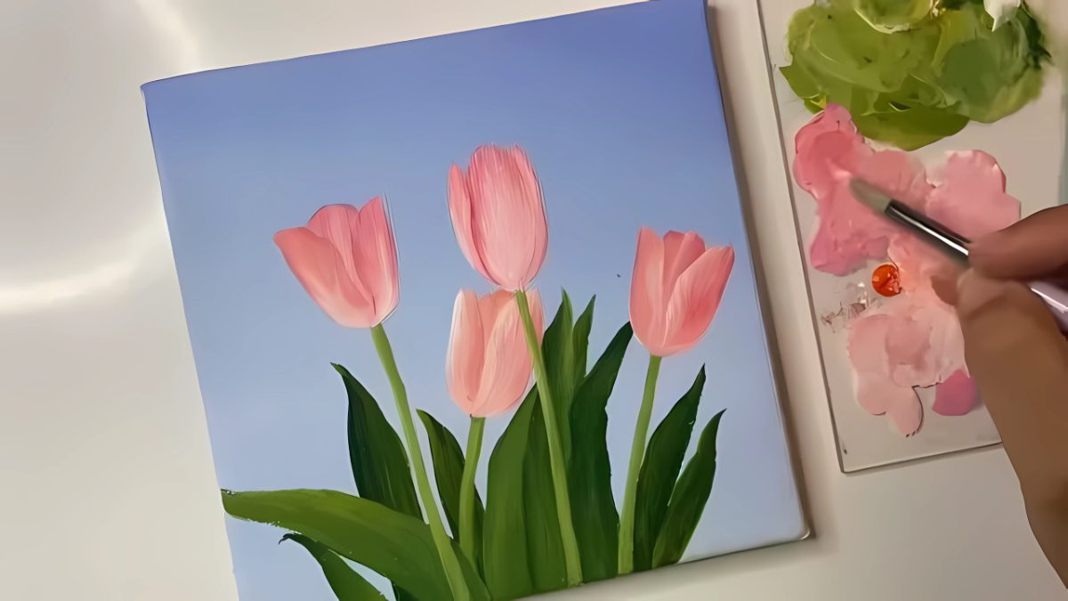 Dùng màu nước vẽ lá hình nhọn Dùng màu nước vẽ lá hình nhọn