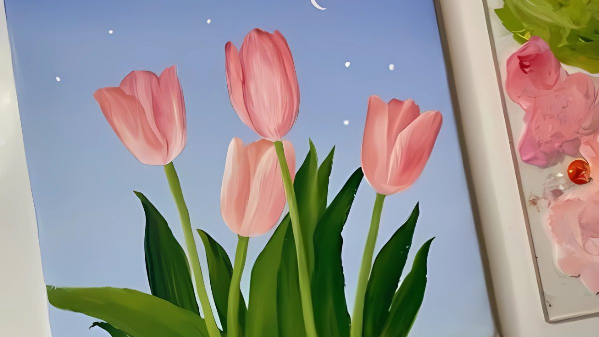 Mẫu tranh vẽ hoa tulip đẹp Mẫu tranh vẽ hoa tulip đẹp