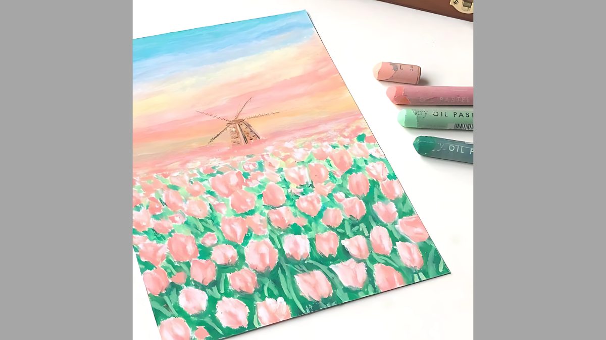 Mẫu tranh vẽ hoa tulip đẹp Mẫu tranh vẽ hoa tulip đẹp