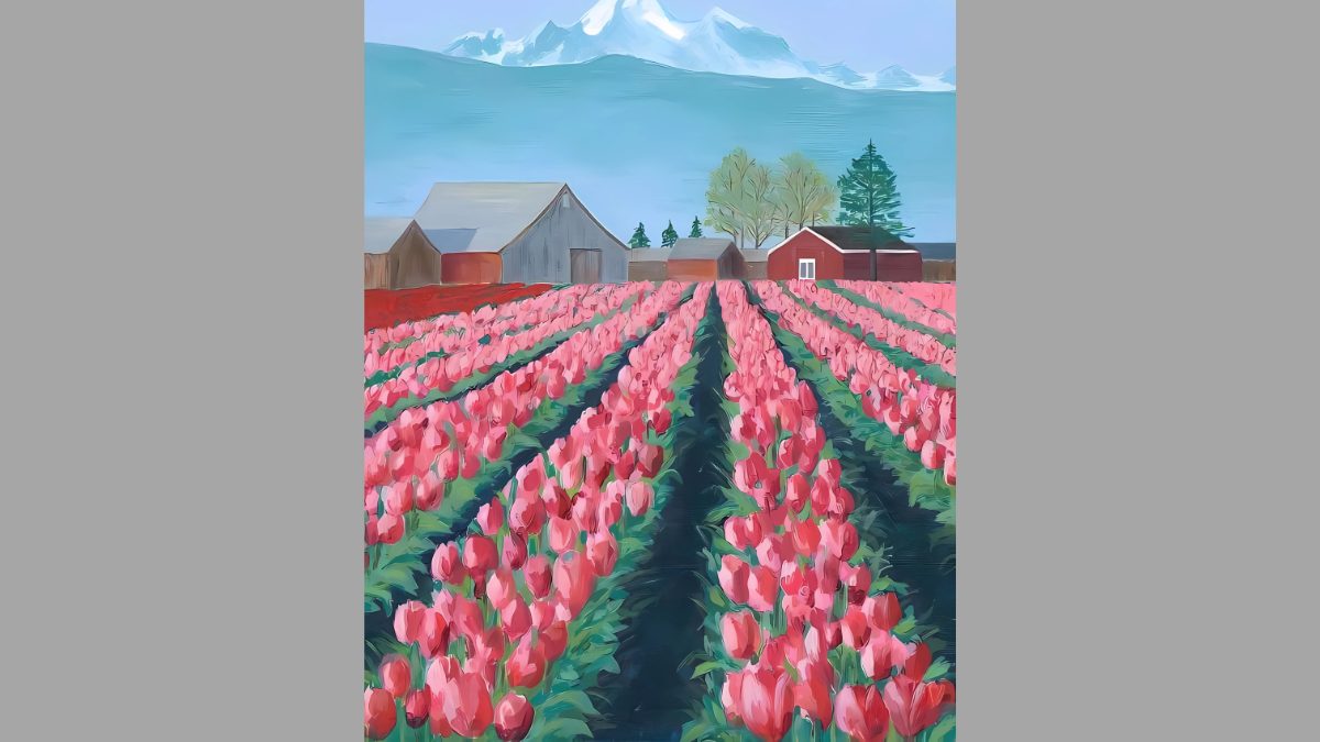 Mẫu tranh vẽ hoa tulip đẹp Mẫu tranh vẽ hoa tulip đẹp