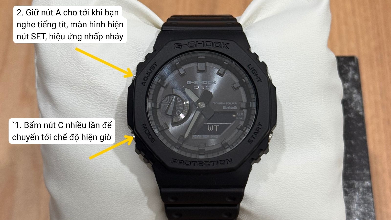 V&agrave;o chế độ chỉnh giờ