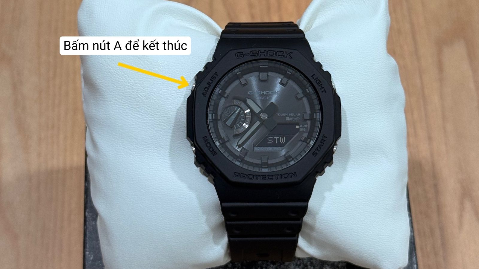 Bấm n&uacute;t A để kết th&uacute;c bấm giờ thể thao