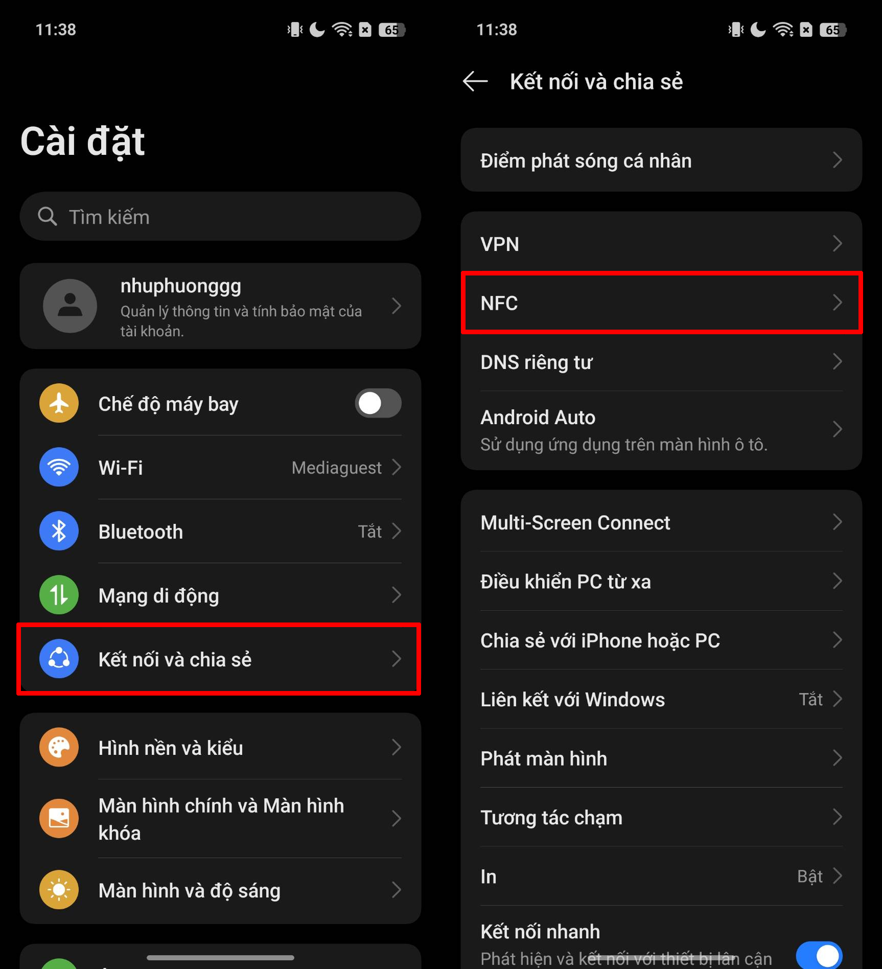 Cách bật NFC trên OPPO Reno14 series Cách bật NFC trên OPPO Reno14 series