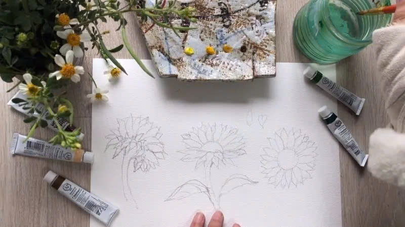 Vẽ hoa hướng dương sống động bằng màu nước dễ dàng Vẽ hoa hướng dương sống động bằng màu nước dễ dàng