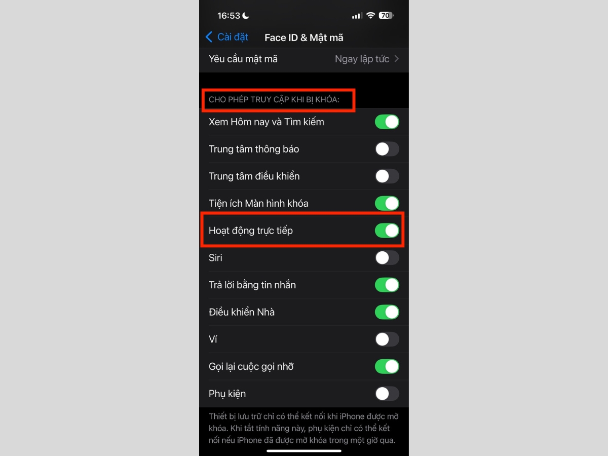 Gạt công tắc tại mục Hoạt động trực tiếp Gạt công tắc tại mục Hoạt động trực tiếp