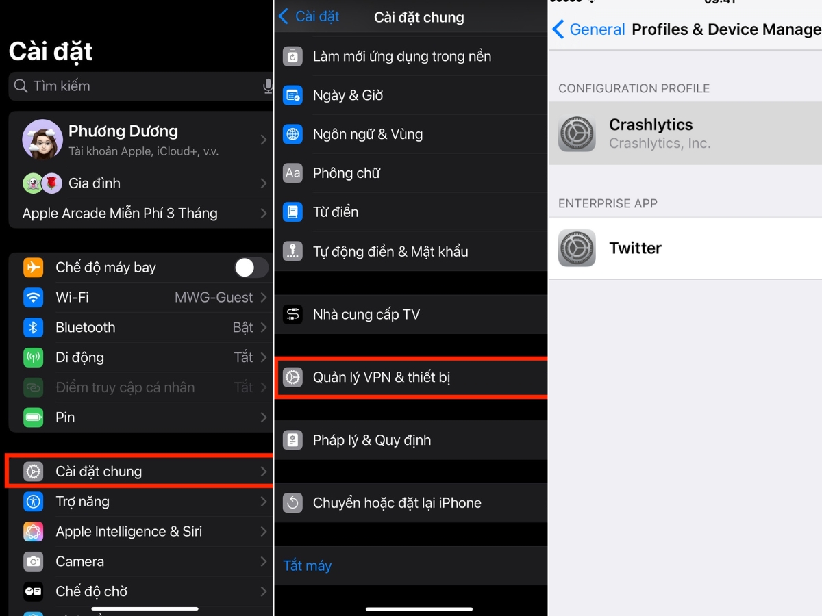C&oacute; hồ sơ cấu h&igrave;nh lạ trong C&agrave;i đặt