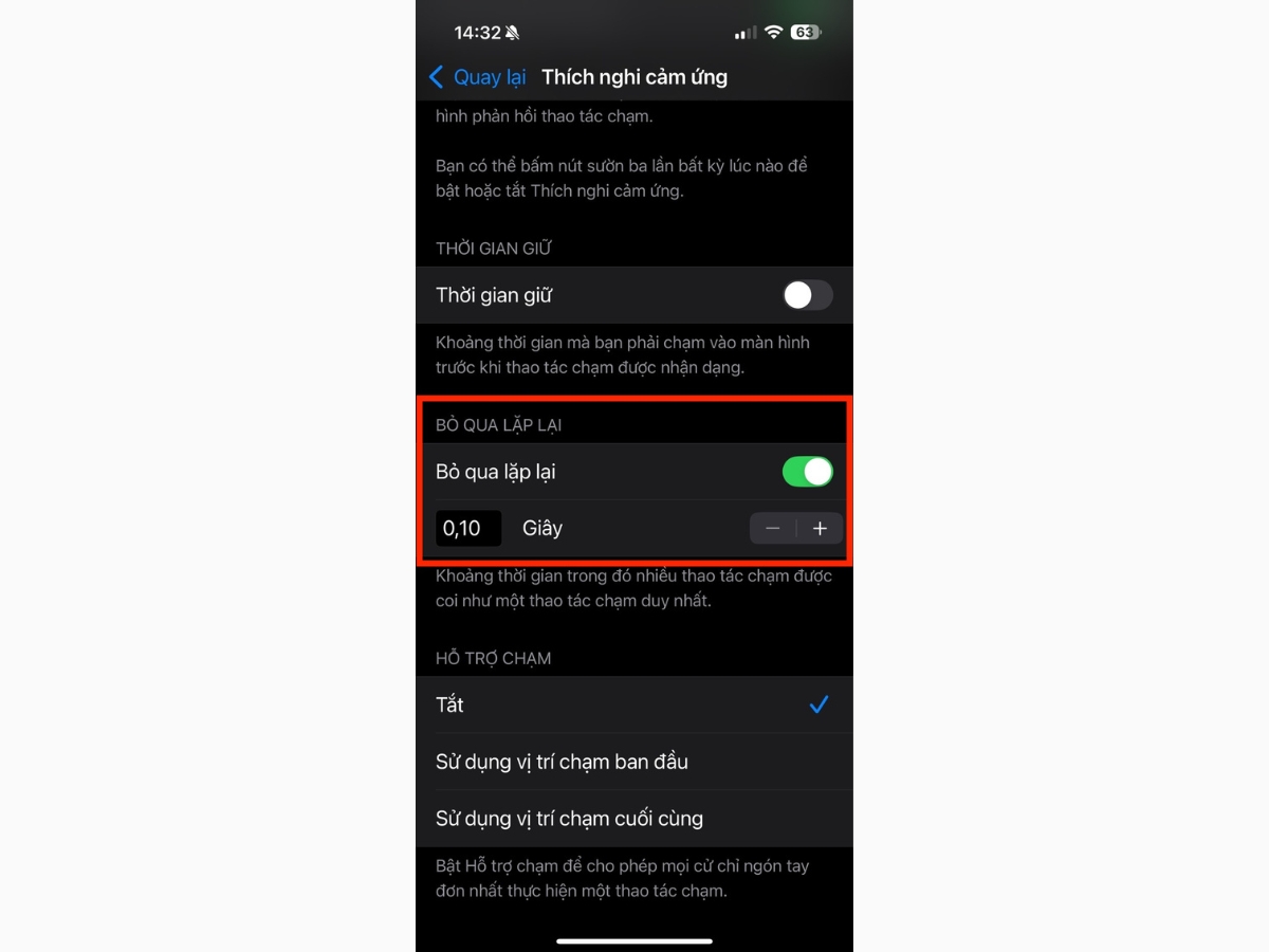 T&ugrave;y chỉnh Bỏ qua lặp lại