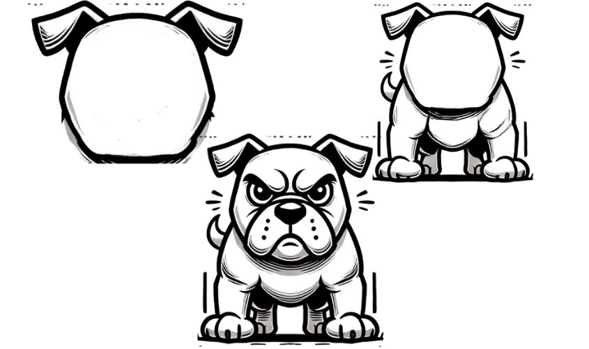 Cách vẽ con chó bull hung dữ