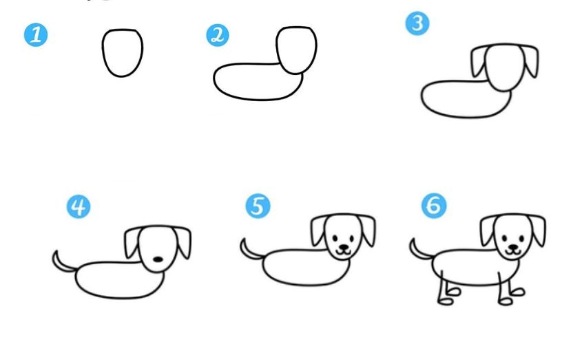 Cách 4: vẽ con chó đơn giản, dễ thương nhất cho bé
