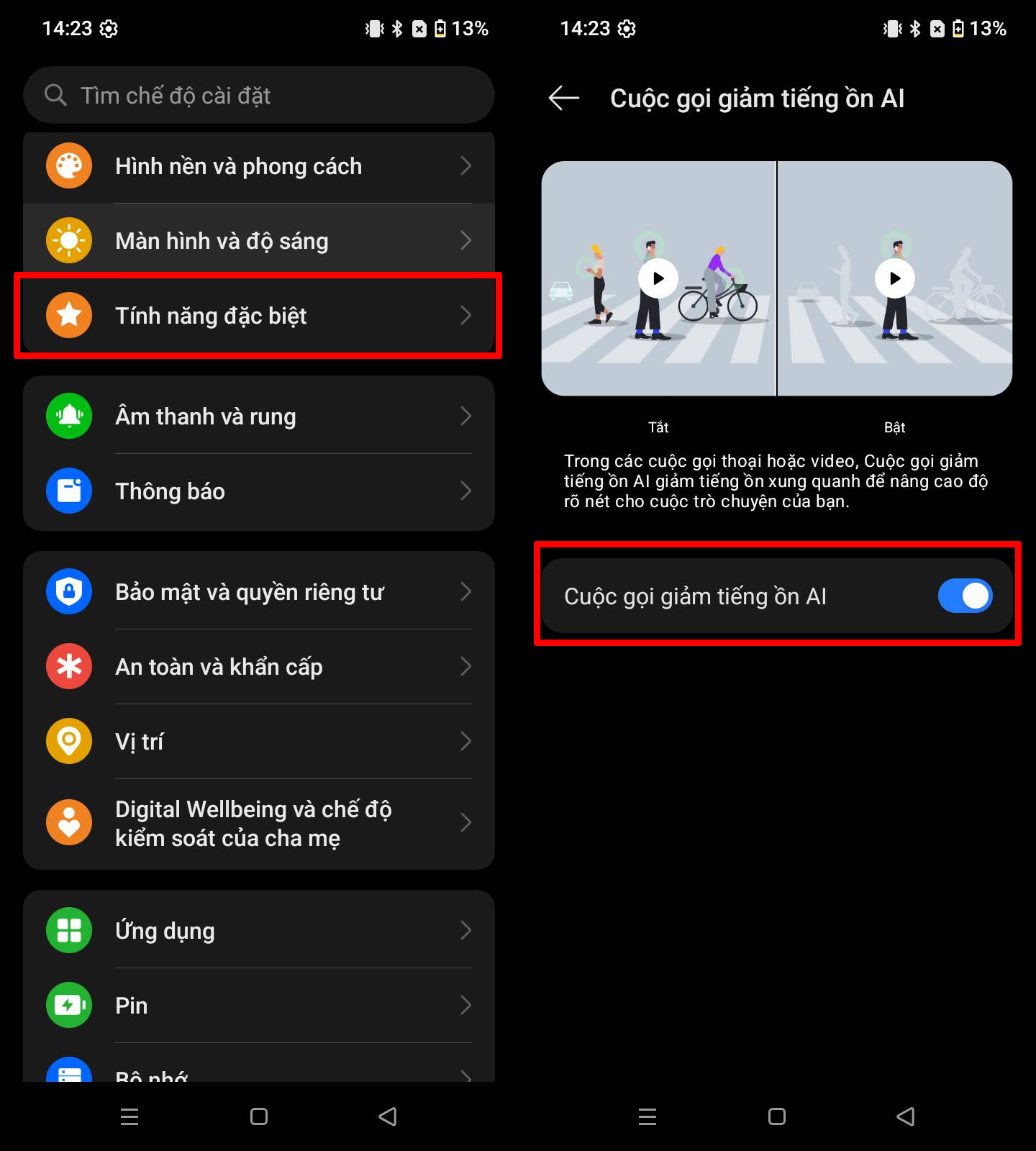 Cách bật giảm tiếng ồn cuộc gọi trên realme Note 70 