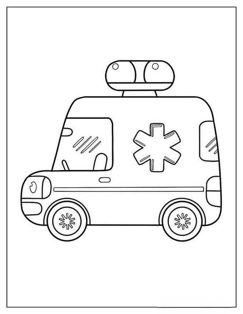 Tranh tô màu xe cứu thương đang làm nhiệm vụ - 3