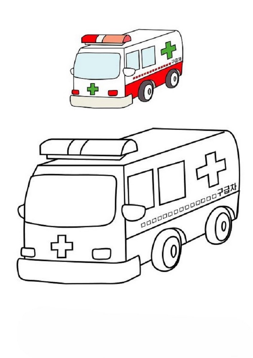 Tranh tô màu xe cứu thương - 42