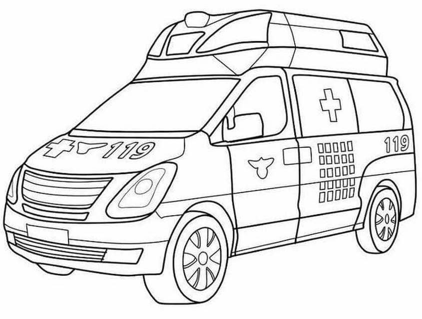 Tranh tô màu xe cứu thương - 2