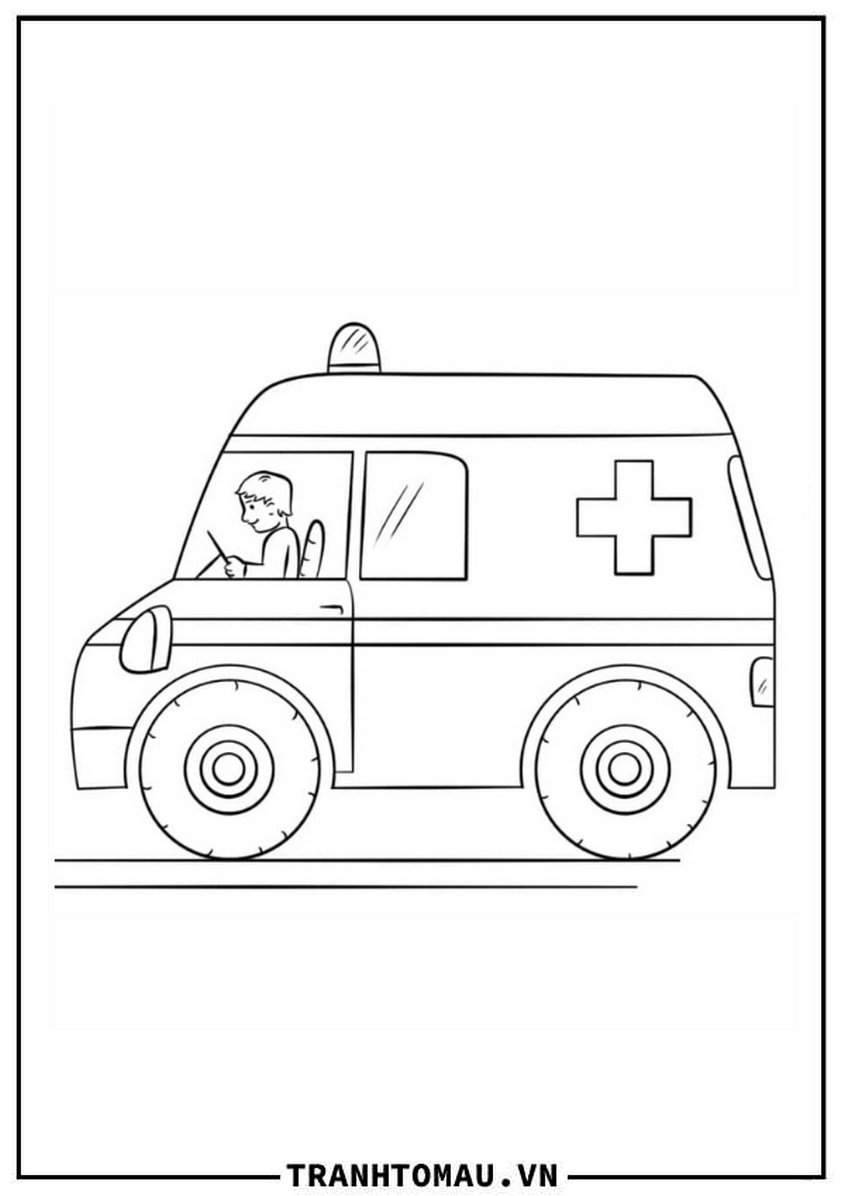 Tranh tô màu xe cứu thương đang làm nhiệm vụ - 19