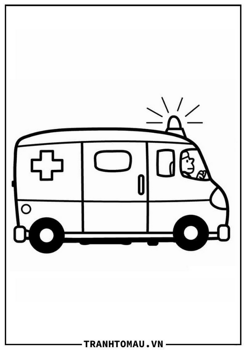 Tranh tô màu xe cứu thương - 1