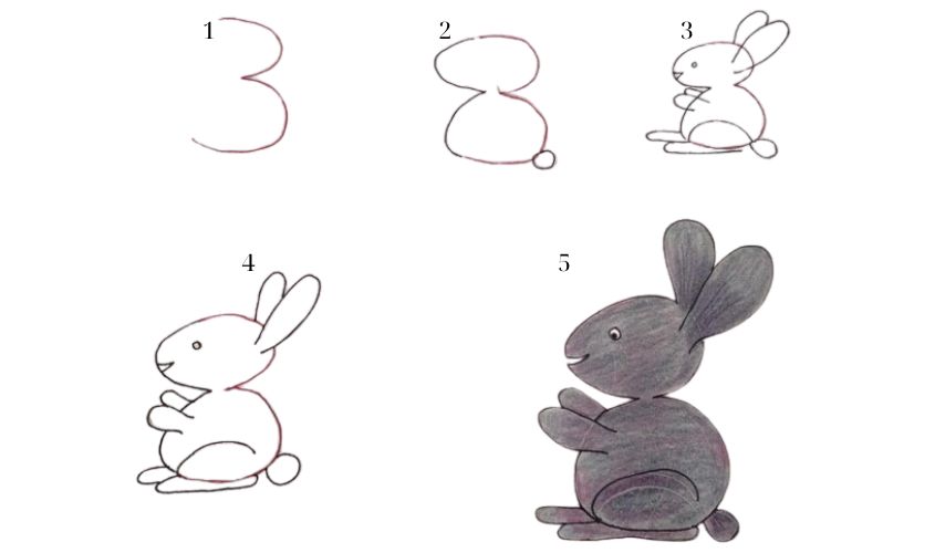 Vẽ con thỏ đơn giản bằng số 3