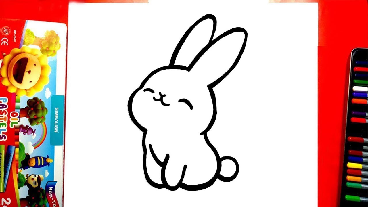 Mẫu 5: Tranh vẽ con thỏ cute, đơn giản