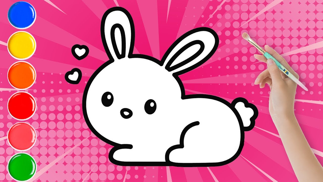 Mẫu 6: Tranh vẽ con thỏ cute, đơn giản