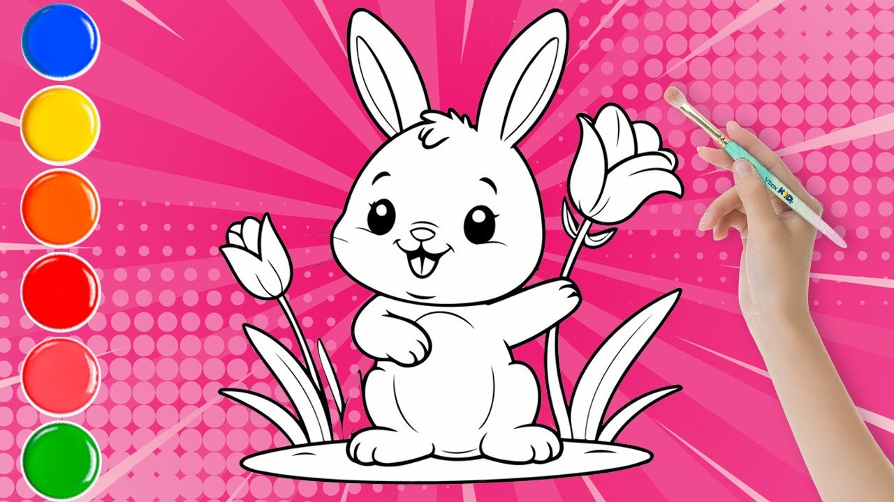 Mẫu 7: Tranh vẽ con thỏ cute, đơn giản