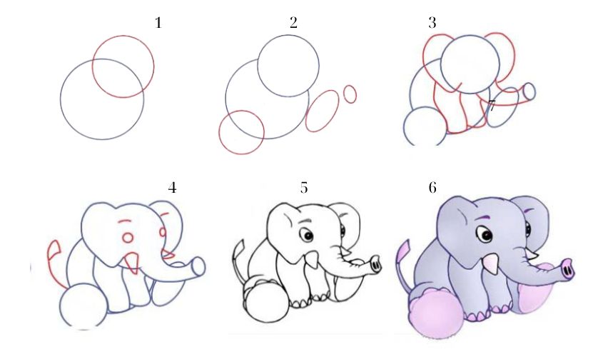 Cách 4: Vẽ con voi dễ thương