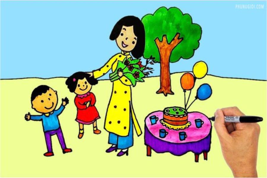 Ý tưởng 8: Vẽ tranh 20/10 tặng mẹ, bà