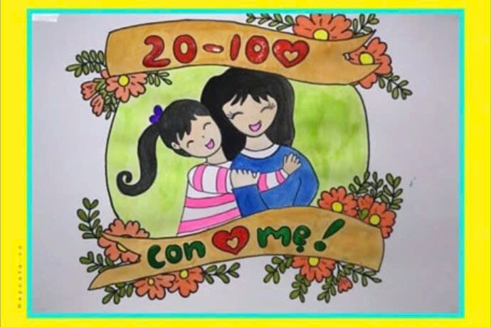 Ý tưởng 31: Vẽ tranh tặng mẹ, bà 20/10