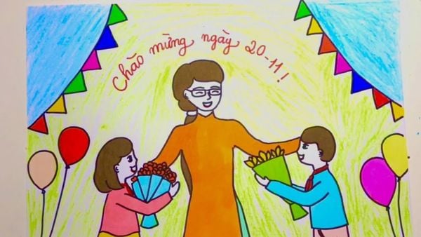 Mẫu 7: tranh vẽ ngày 20/11 đẹp, ý nghĩa