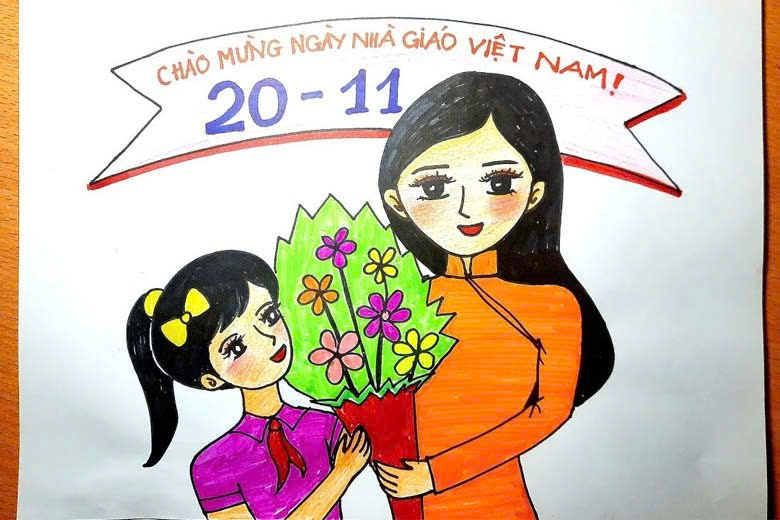 Mẫu 18: tranh vẽ ngày 20/11 đẹp, ý nghĩa