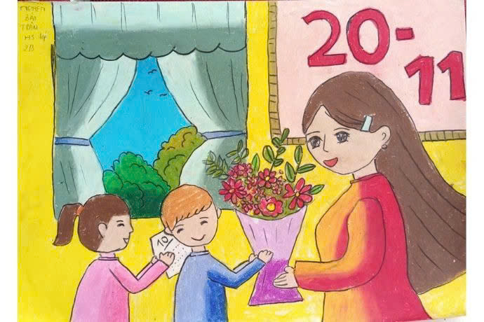 Mẫu 20: tranh vẽ ngày 20/11 đẹp, ý nghĩa