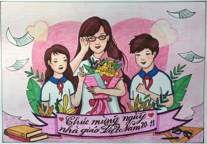 Mẫu 26: tranh vẽ ngày 20/11 đẹp, ý nghĩa