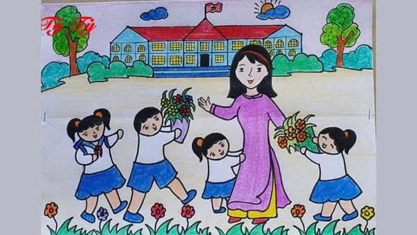 Mẫu 31: tranh vẽ ngày 20/11 đẹp, ý nghĩa