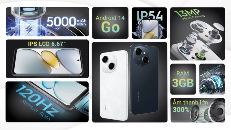 Điện thoại Tecno Spark Go 1 l&agrave; một lựa chọn hấp dẫn trang bị chip xử l&yacute; Unisoc T615