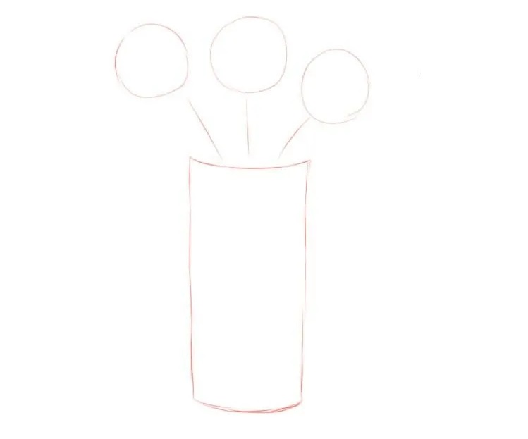 Bước 1: Vẽ khung bình và phác họa bông hoa Bước 1: Vẽ khung bình và phác họa bông hoa